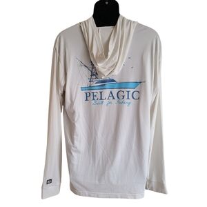 Pelagic White Long Sleeve Hoodie Shirt XL 50+ UPF